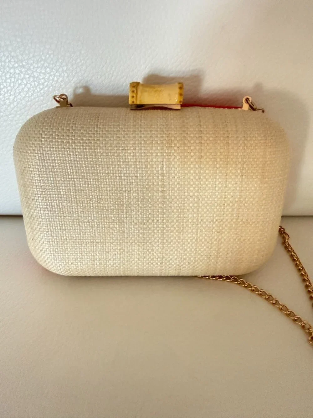 NWT TOMMY BAHAMA CRAB EMBROIDERED STRAW BOX CLUTCH BAG W GOLD TONE CHAIN STRAP